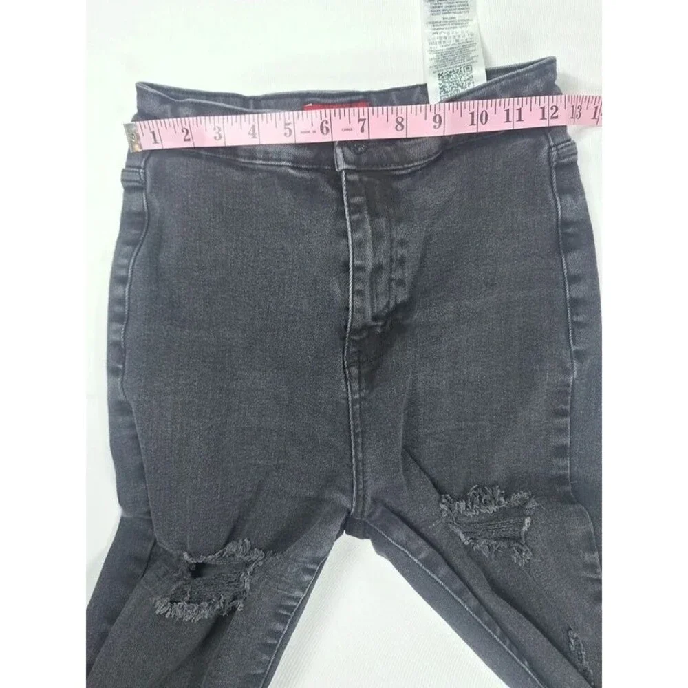 GUESS Women Black Skinny Jeans Distressed Ripped Cotton Blend Size 29